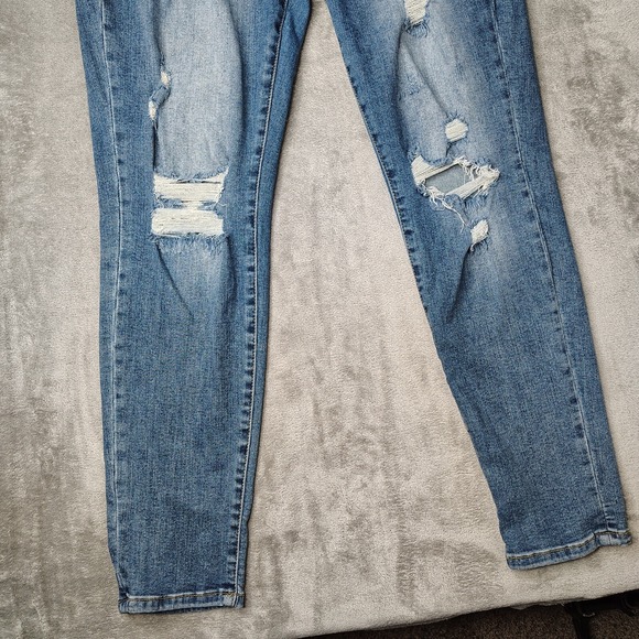 Judy Blue Jeans Womens 32 Blue Boyfriend Medium Wash Distressed Stretch Denim - Picture 4 of 16